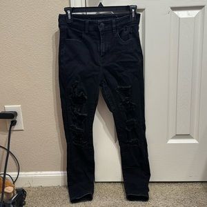 American Eagle High Rise Black Distressed Jeans - Size 4